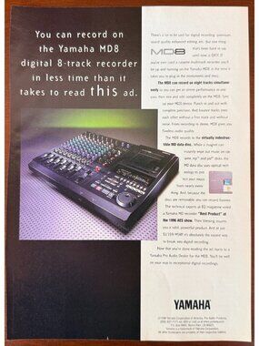 Vintage 1998 Yamaha Digital 8-Track Recorder Music Advertisement Print Ad